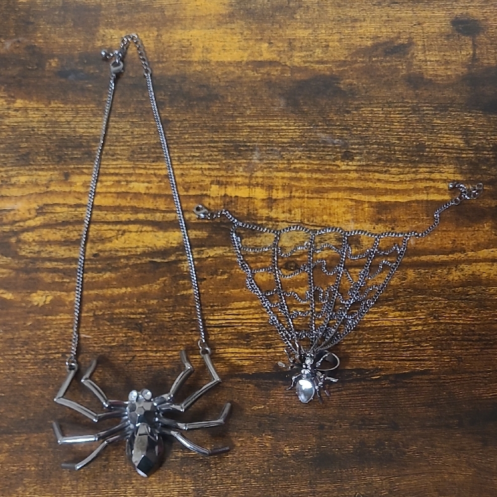 Black Spider and Web Jewelry Set